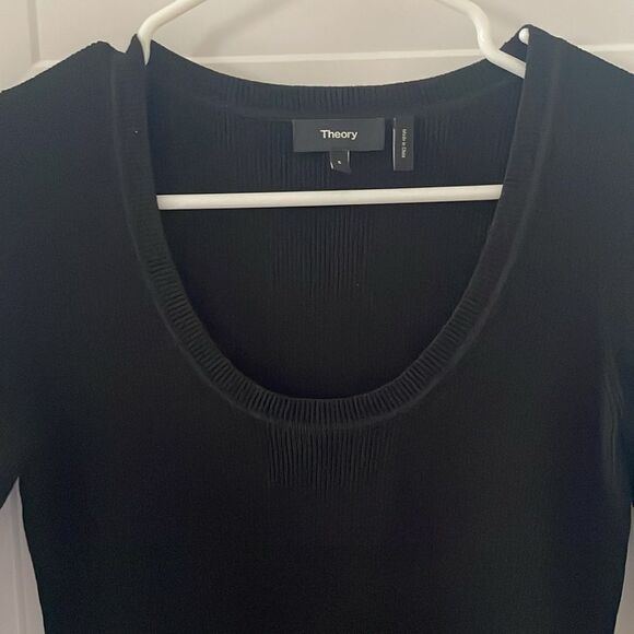 Theory Black Scoop Neck Flare Dress - Picture 3 of 7